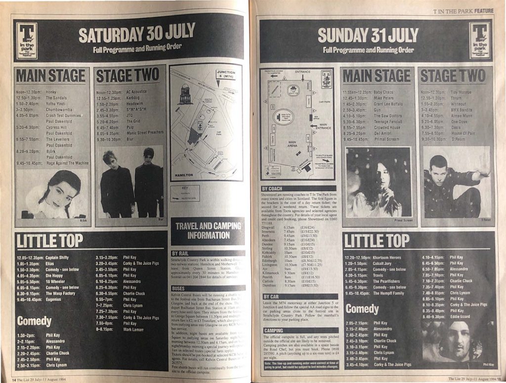 The List T In The Park guide July-August 1994