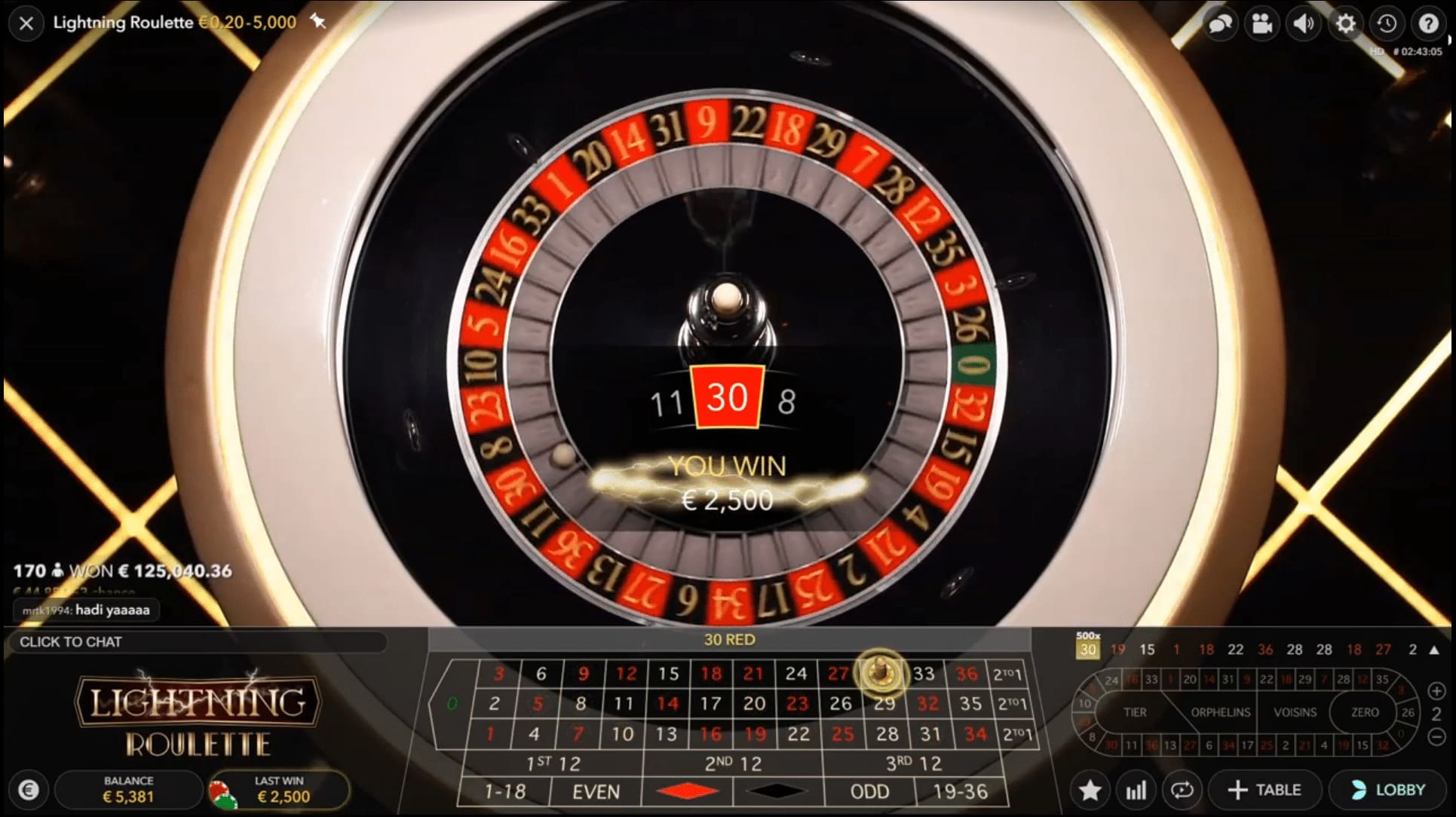 Lightning Roulette casino