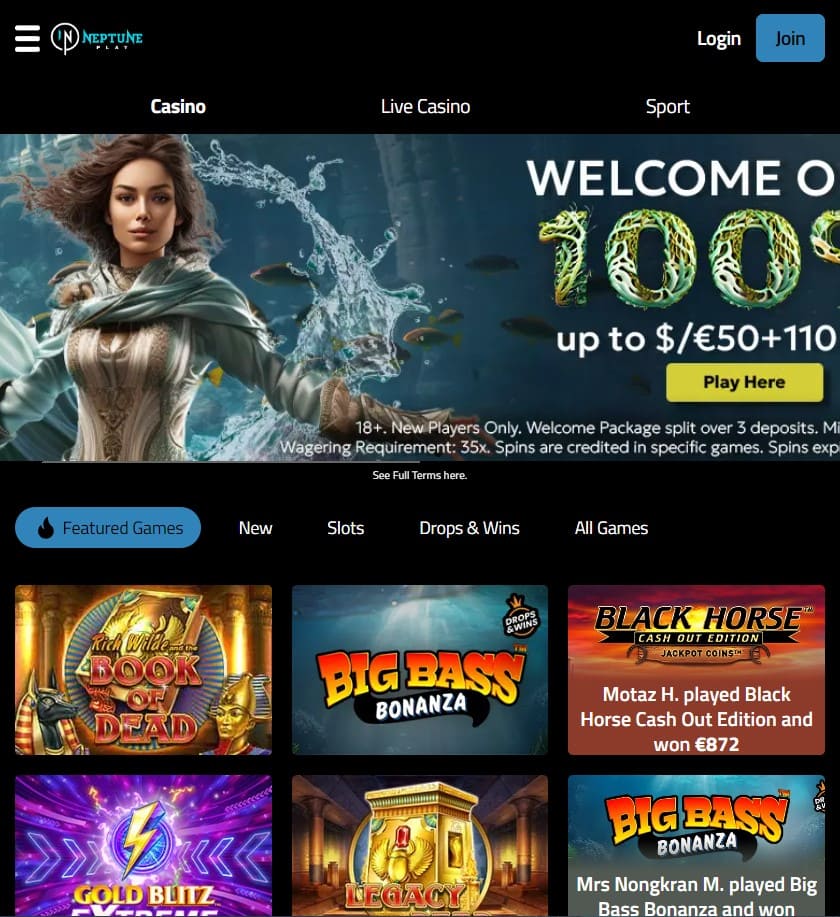 Neptune Play Casino UK Promo
