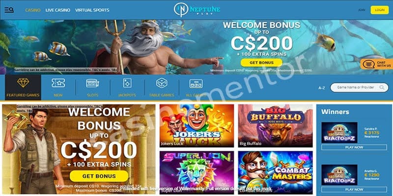 neptune play casino homepage