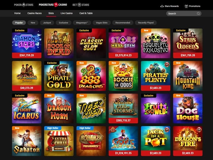 PokerStars Casino Lobby